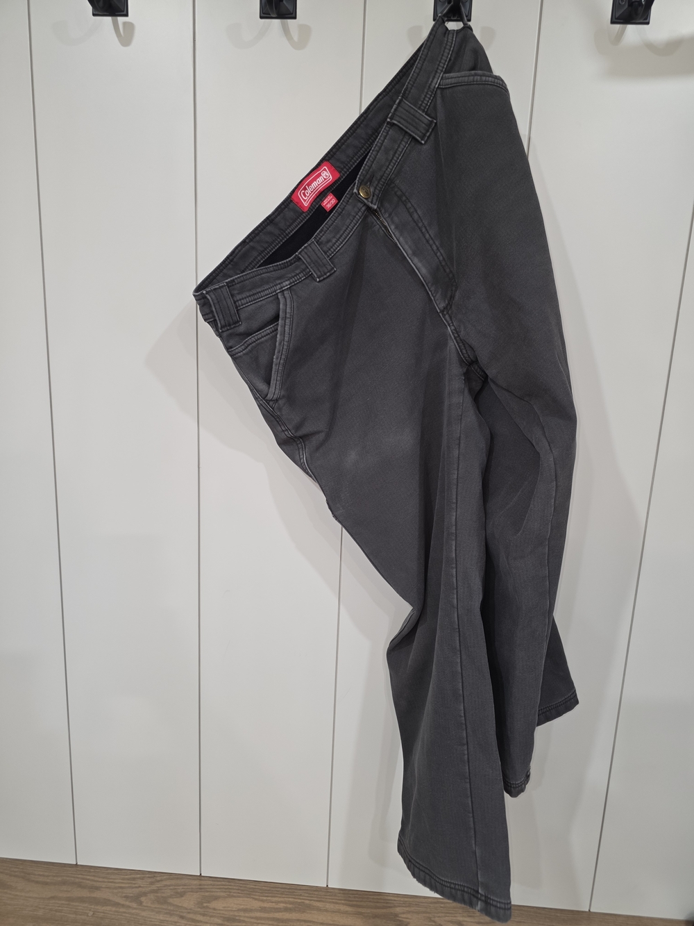 Coleman Dark Gray Utility Pants with Red Logo Tag Fleece Lined Heavy Duty